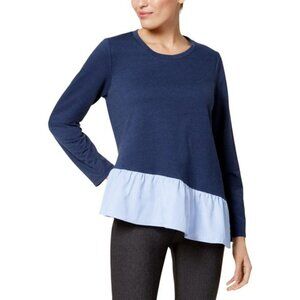 John Paul Richard Asymmetric Layered Look Long Sleeve Blue Top Size S